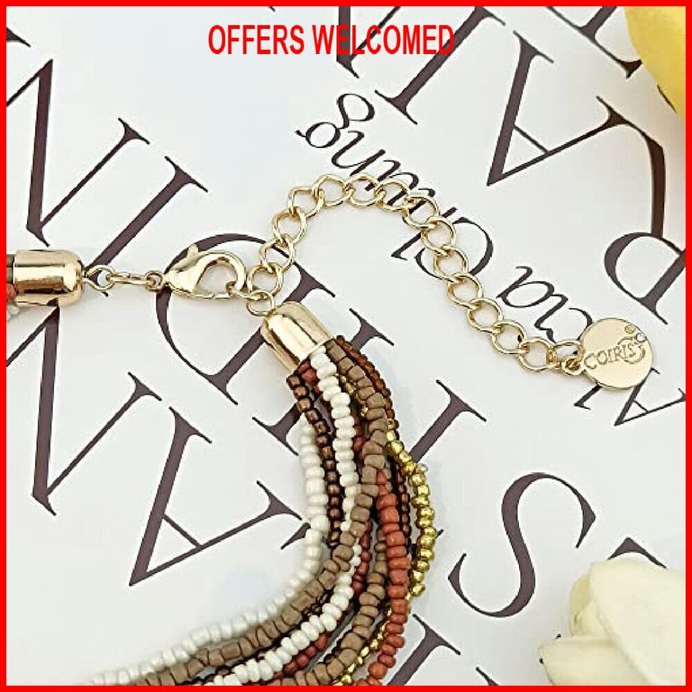Statement Shell Bead Necklace Set with Adjustable Chain 17 Inches - Picture 7 of 8